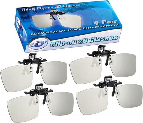 2d Glasses Clip On 4 Pack Turns 3d Movies Back Into 2d Edimensional 4 Pairs For