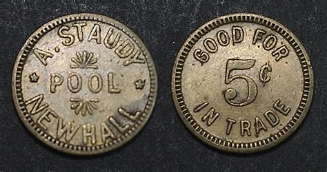 SCVHistory Com LW2349 Newhall A Staudy S Pool Hall Token 5c 1890s