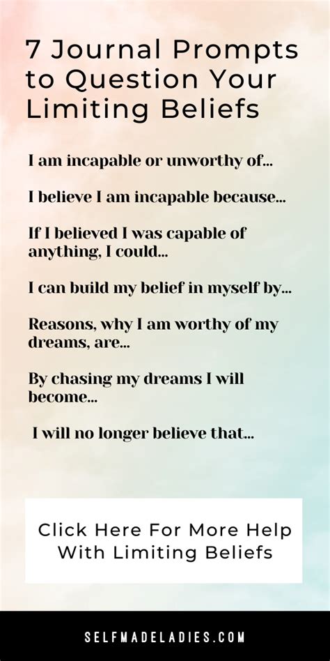 He's been doing this work for years and i can see it in his enthusiasm, his. 7 Journal Prompts to Question Your Limiting Beliefs in ...