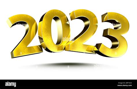 3d Illustration Numbers 2023 Gold Isolated On A White Backgroundwith