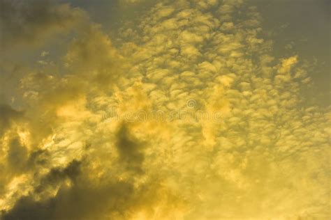 Beautiful Sky Beautiful Golden Clouds In The Sunset Stock Photo