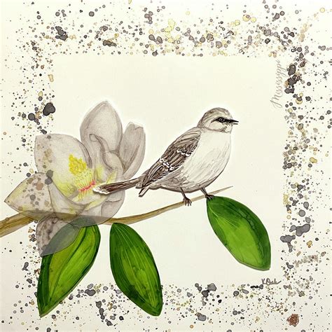 Mississippi State Bird And Flower Painting By Kim Cook Fine Art America