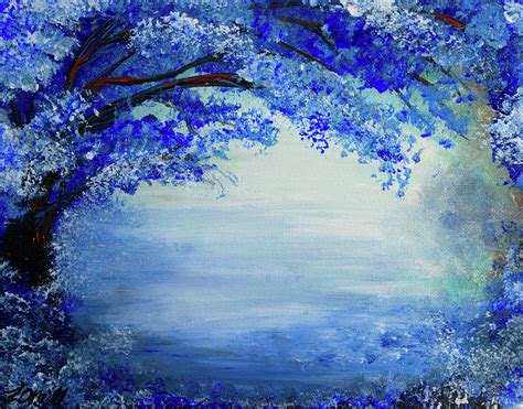 Blue Tree Painting By Lauren Oneill Fine Art America