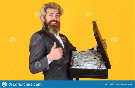 Successful Businessman With Briefcase With Money For Business Man Took