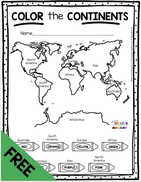 Continents And Oceans Of The World Worksheet
