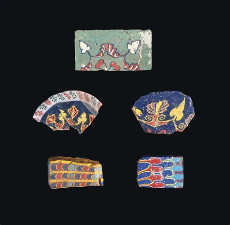 Five Egyptian Mosaic Glass Fragmentary Bars And Inlays Ptolemaic Period Roman Period Circa
