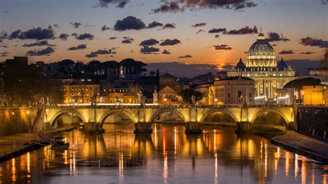 Fonds Decran 2560x1440 Ponts Rivières Soir Rome Italie Villes