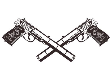 Crossed Pistols Drawing Illustrations Royalty Free Vector Graphics