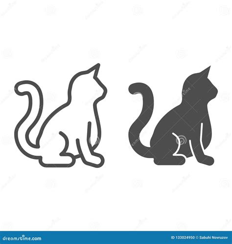 Cat Line And Glyph Icon Animal Vector Illustration Isolated On White