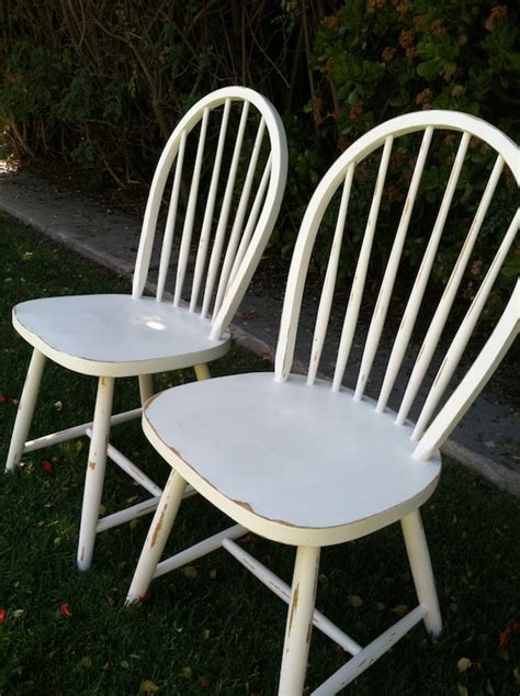 Set Of 4 Vintage Shabby Chic White Chairs By Thepaintedldy On Etsy