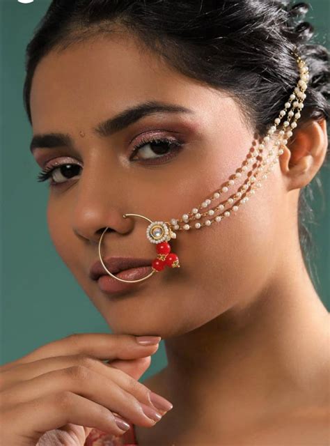 Gold Plated Kundan Nosering Indian Nose Ring Nath Gold Plated Etsy