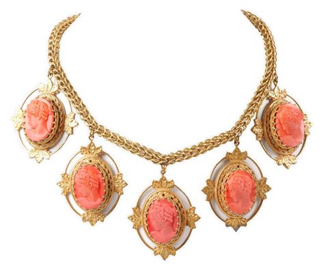 Miriam Haskell Coral Cameo Necklace For Sale At 1stdibs Miriam Cameo