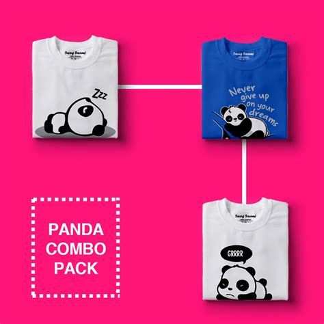 Cute Panda Collection Combo Pack Set Of 3 Tees Swag Swami