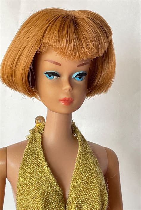 Pretty Vintage Titian American Girl Barbie In 9582 Aqua And Gold Halter Dress Ebay