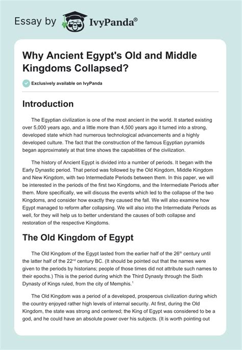 Why Ancient Egypts Old And Middle Kingdoms Collapsed 4186 Words