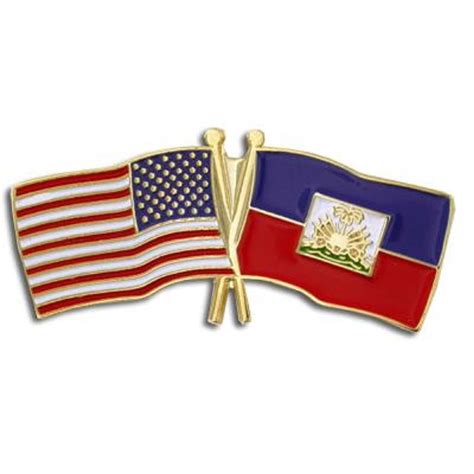 Usa And Haiti Crossed Friendship Flag Enamel Lapel Pin