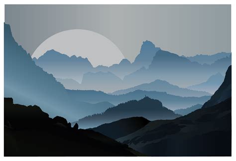 Misty Mountains Made From Gradients On Behance