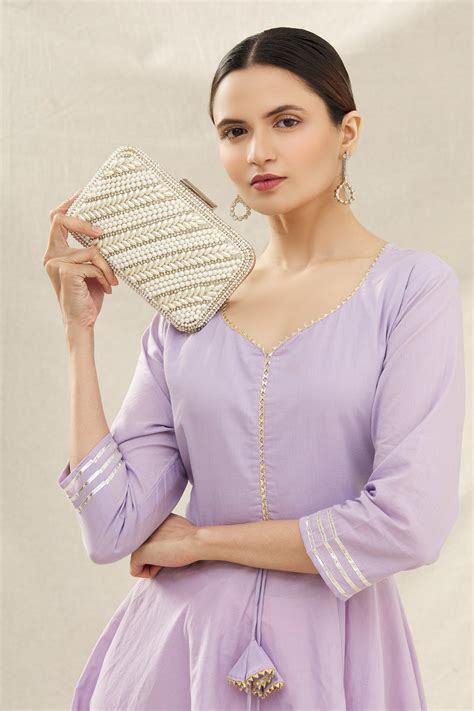 Buy Nayaab By Aleezeh Handcrafted Embellished Box Clutch With Sling