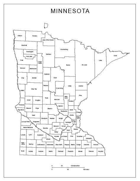 Minnesota County Map Printable
