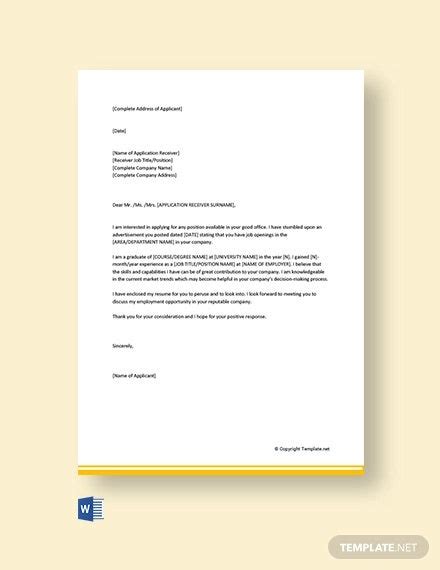 Remember to always match it with the purpose of your application. General Application Letter For Any Position | Free ...