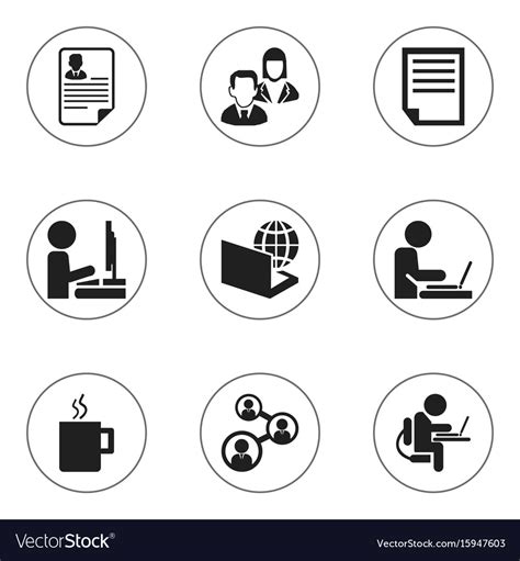Set Of 9 Editable Office Icons Includes Symbols Vector Image