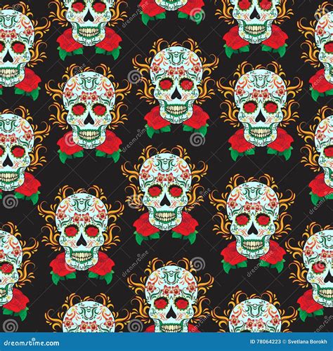 Day Of The Dead Celebration A Festival In Mexico Sugar Skull Seamless