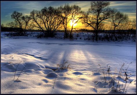 Landscape Nature Winter Sunset Snow Hdr Wallpaper 1920x1330 202073