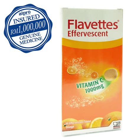 For flavettes recommended dosage, no side effect are known. Flavettes Vitamin C 1000mg Effervescent Orange 30s - Alpro ...