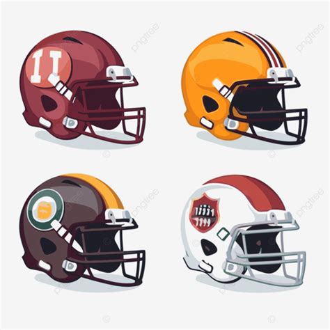 Football Helmets Vector Sticker Clipart Set Of Football Helmets In