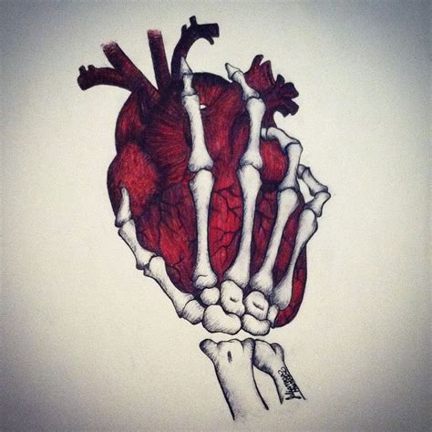 The Beating Heart Of A Skeleton By Julianna Hunter A Pen Drawing Of A