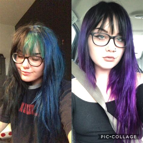 Before And After Faded Split Hair To Black Roots And Purple Hair Beauty Skin Deals Me