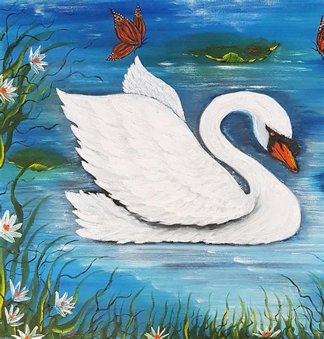 Beautiful Swan Painting By Angela Whitehouse
