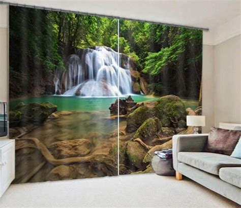 Aj Wallpaper Aj Wallpaper Forest Waterfall 3d Curtains Waterfall