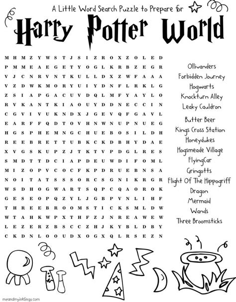 Harrypotter Free Word Search Puzzle And Planning Ideas For Universal