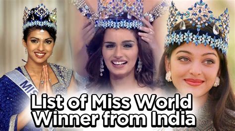 All Miss World From Reita Faria To Manushi Chillar Miss World From
