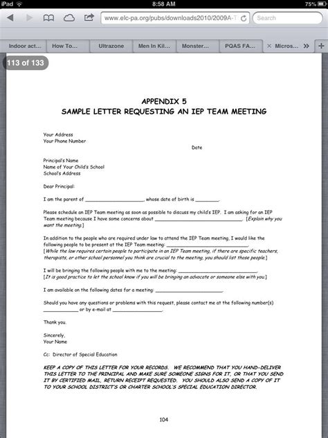 Iep Request Letter Template Pdf