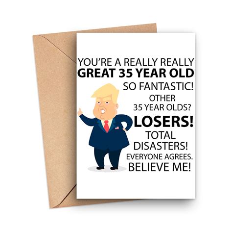 35th Birthday Card Funny 35th Birthday Card Trump 35 Year Etsy