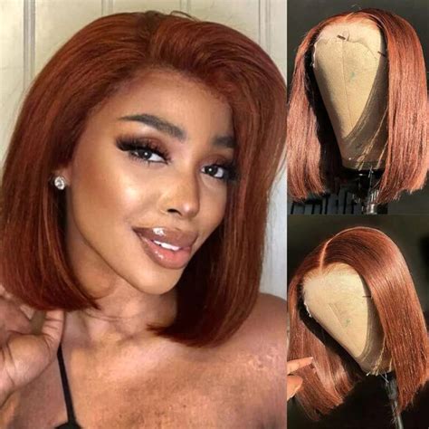 Unice 12a Reddish Brown Bob Wig Human Hair Straight 13x4 Lace Front Wigs Pre