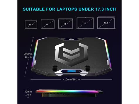 Topmate C11 Laptop Cooling Pad Rgb Gaming Notebook Cooler Laptop Fan