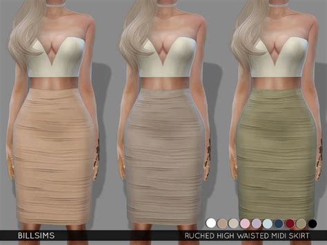 The Sims Resource Ruched High Waisted Midi Skirt