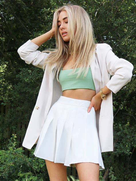 shein zipper side solid skater skirt in 2021 tennis skirt outfit white tennis skirt tennis