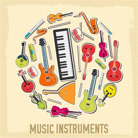 Flat Music Instruments Background Concept Vector Stock Vector