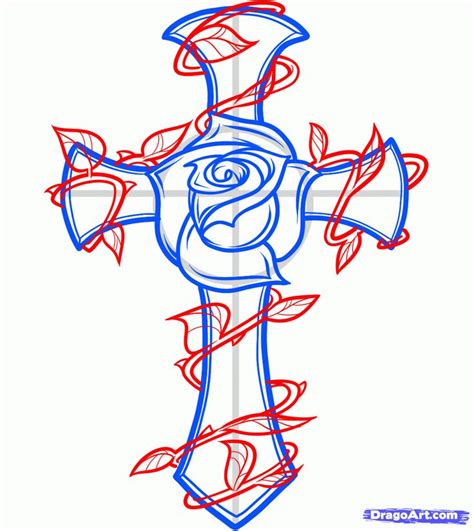 You can search how to draw cross and cross drawing tutorials, step by step drawings, textures and more. cross with vines tattoo | how to draw a rose and cross ...