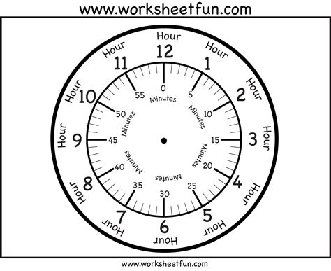 time printable clock face  worksheets