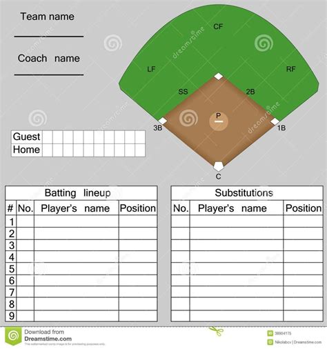 Baseball Lineup Card Template Free Download Baseball Lineup Lineup