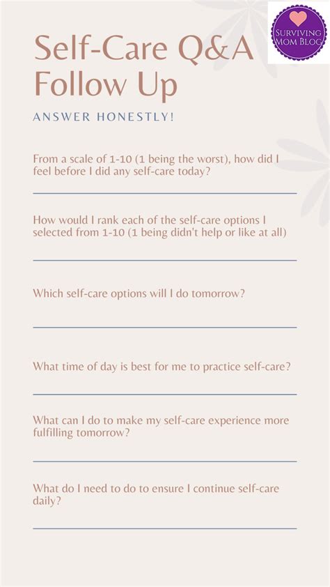 Mental Health Self Care Activity Worksheets