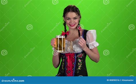 Girl Oktoberfest Sexually Attracts And Licks His Lips Green Screen Stock Footage Video Of