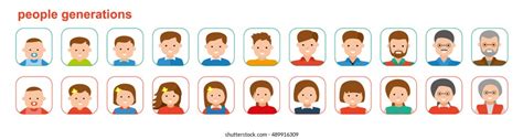 People Generations Different Ages Man Woman Stock Vector Royalty Free