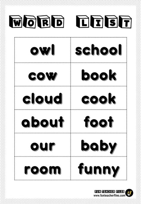 Reading Vocabulary Primary Word List Fun Teacher Files