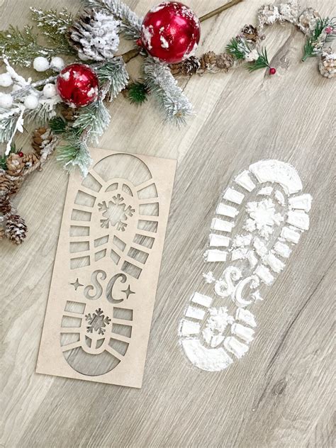 Santas Boot Print Santa Stencil Santas Footprint Elf Etsy